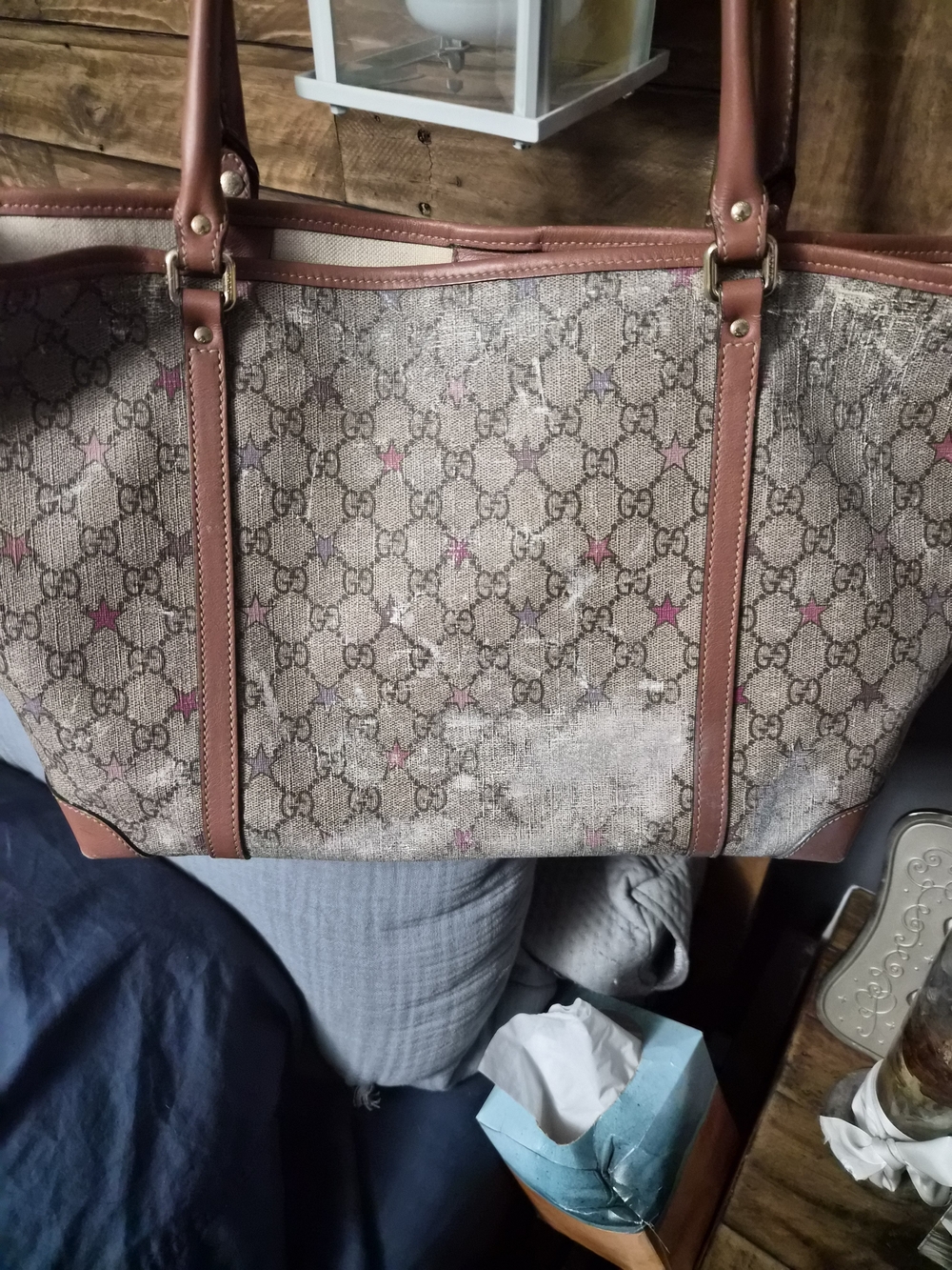 Gucci Beige GG Supreme Canvas Tote with Brown Leather Trim - Picture 4 of 7